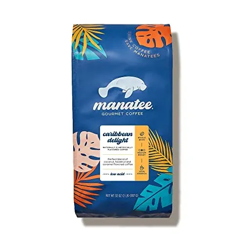 Manatee Gourmet Whole Bean Coffee, Medium Roast, Caribbean Delight 2 lb