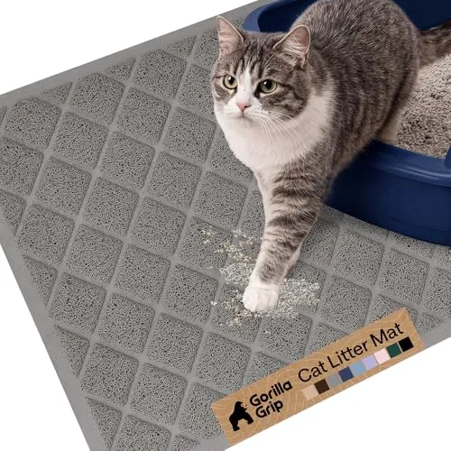 GORILLA GRIP Cat Litter Box Mat 24x17 Gray
