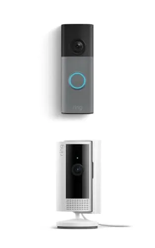 Ring Battery Doorbell 2nd Gen & Indoor Cam Bundle (Speckled Gray/White)