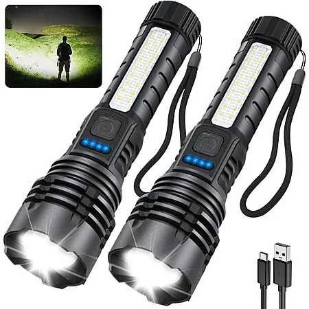 2-pk ZioeYiue 700lm Rechargeable Flashlights w/ 7 Lighting Modes