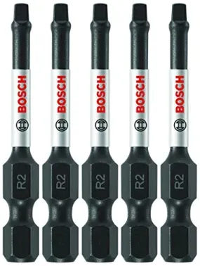 5-Piece BOSCH 2" Square #2 Impact Tough Screwdriving Bits