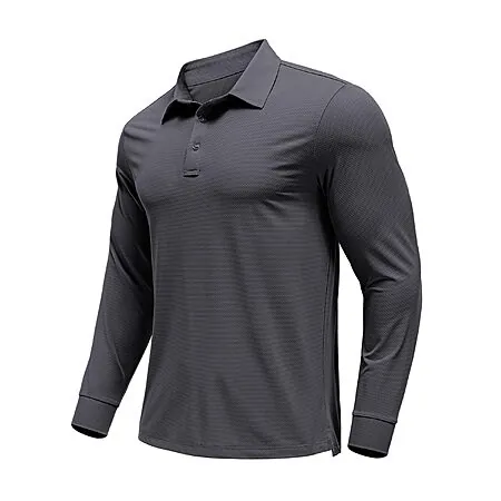 PINSPARK Men's Long Sleeve UPF 50+ Moisture Wicking Golf Polo Shirt (Various)