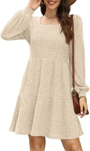 Sampeel Square Neck Long Sleeve Dresses - Many Colors