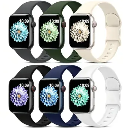 6-Count AMSKY Silicone Sport Bands for Apple Watch