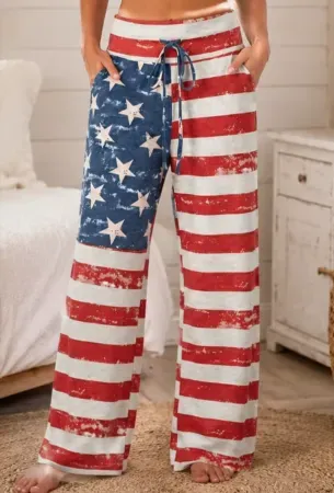 SOMER Women's American Flag Wide Leg Pants