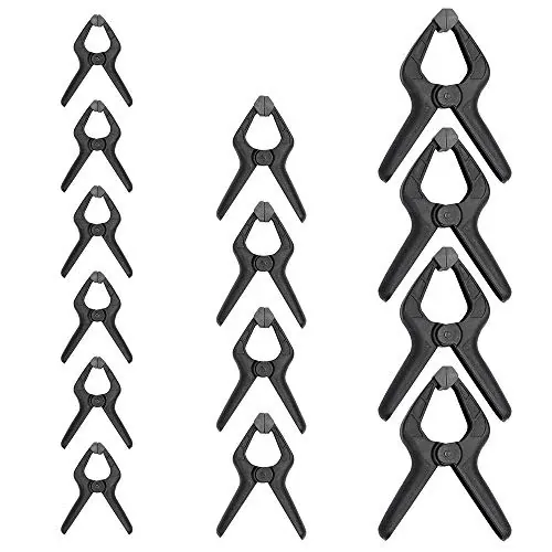 Amazon Basics 14-Piece Nylon Spring Clamp Set, 6 Pack 3-3/8-inch, 4 Pack 4-1/2-inch, 4 Pack 6-1/2-inch