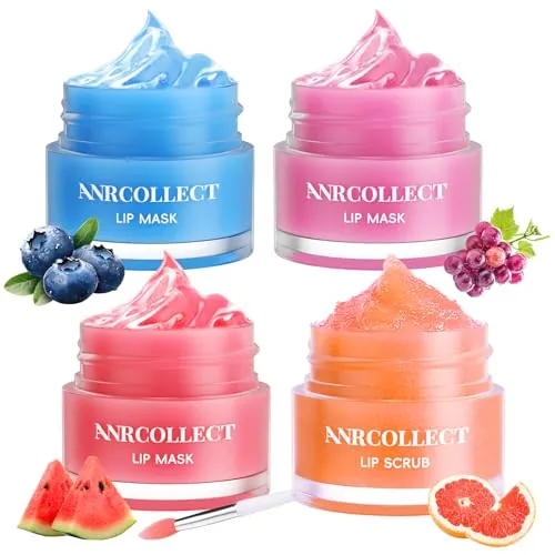 4-Pack Lip Scrub and Lip Mask Set