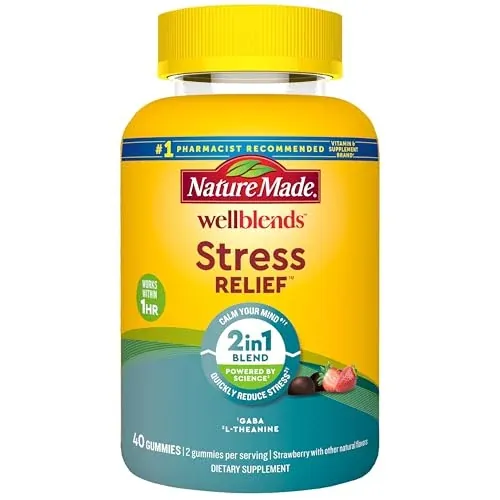 Nature Made Wellblends Stress Relief Gummies, 40 Count Strawberry Flavor