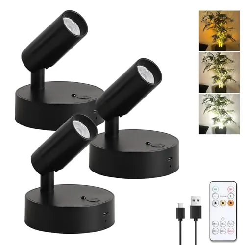 JOOSENLUX Rechargeable Wireless 2600mAh Indoor SpotLights 3-Pack