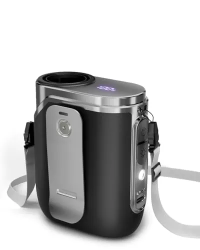 SWEETFULL 5-oz Rechargeable Wearable Clip-On Personal Waist Fan w/ 100-Speed & LED Light (Black)