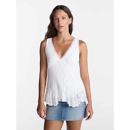 Select Walmart Stores: No Boundaries Lace Godet Tank Top (White, Size L or XL)