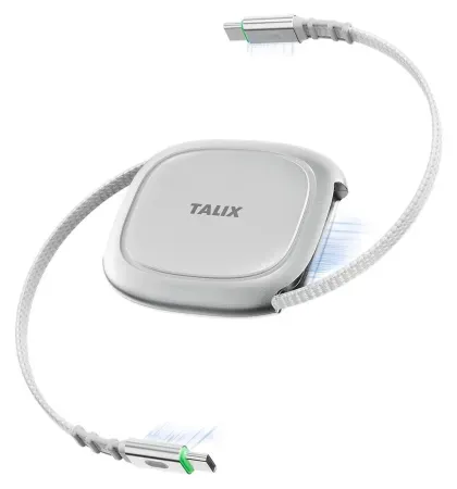 3.94' TALIX 240W Retractable USB-C to USB-C Cable