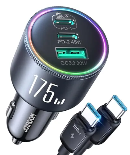Joyroom 3-Port 175W Car Charger w/ 4' 100W USB-C Cable