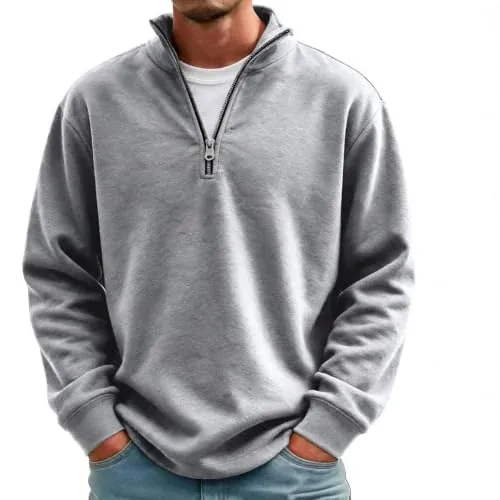 Mock Neck Quarter Zip Pullover Sweatshirt
