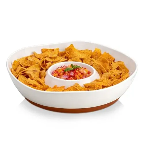 12" Ceramic Chips and Dip Serving Tray
