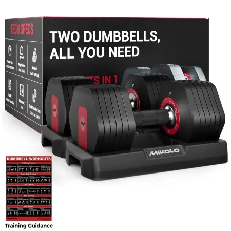 Set of 2 Mikolo 53lbs (26.5lbs*2) Adjustable Dumbbells