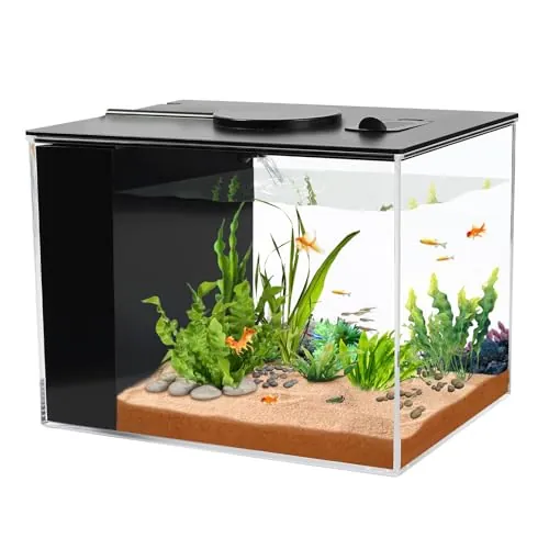 AQUANEAT 1 Gallon Betta Fish Tank Aquarium Kit with LED Light and Water Filter Pump