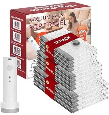 Vacuum Storage Bags 12-15 Pack with Electric Air Pump