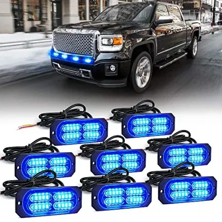 8-Pack Xprite Blue 20-LED Grille Strobe Lights Kit