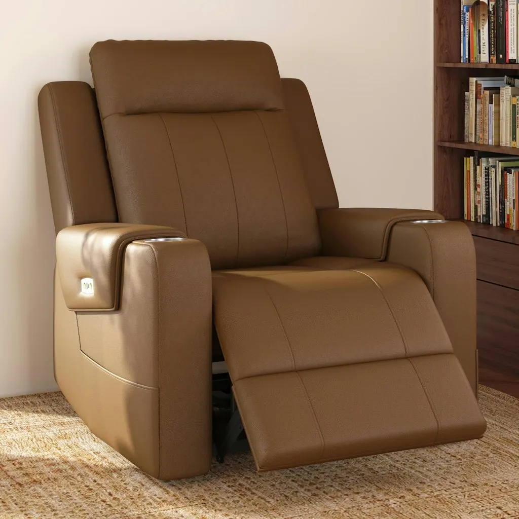 Flexispot Truffle Top Grain Leather Power Wall Hugger Recliner