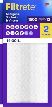 2-Pack Filtrete 14" x 30" x 1" MERV 12 HVAC Air Filter