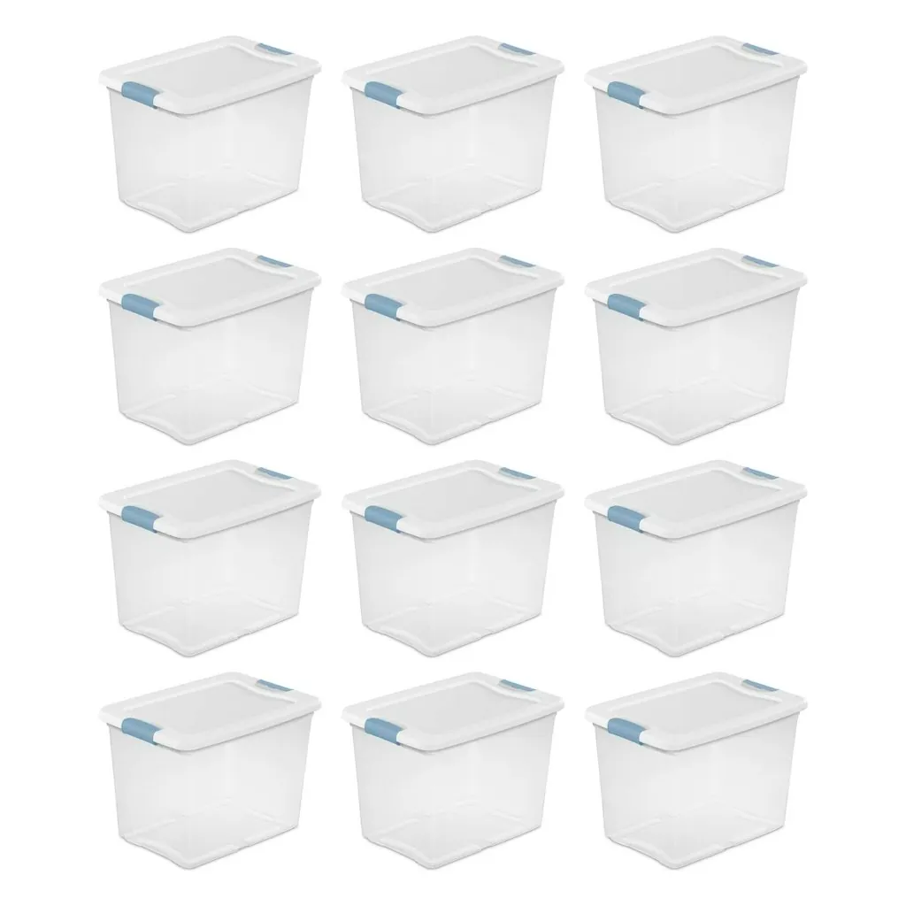 Sterilite 6-Quart Plastic Stackable Storage Box w/ Latching Lid 12-Pack