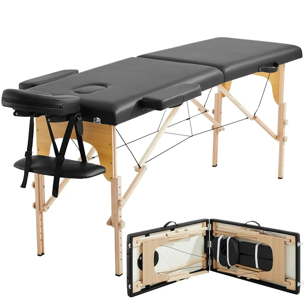 Alden Design 2 Section Adjustable & Foldable Wooden Massage Table