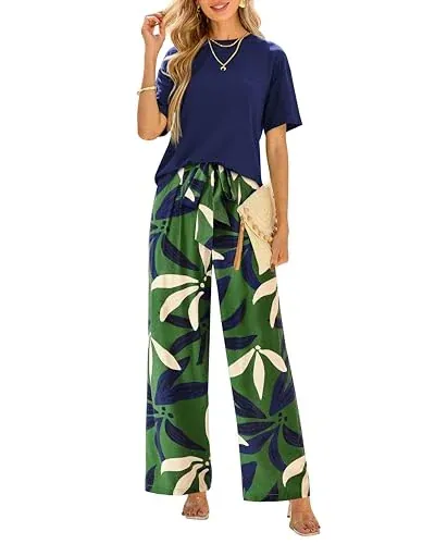 PRETTYGARDEN Women Summer 2 Piece Travel Outfits