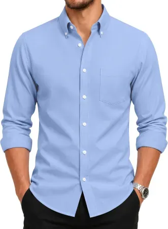 GIANZEN Men's Oxford Wrinkle-Resistant Dress Shirts