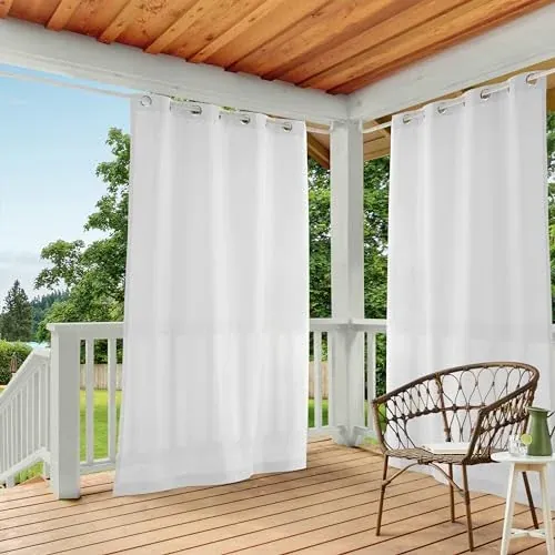 TOWN & COUNTRY BASICS Cabana Solid Heavyweight Indoor Outdoor Curtains 2-Pack 54"x84"