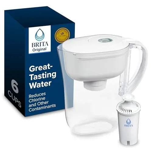 Brita Small 6-Cup Water Filter Pitcher with 1 Filter, White