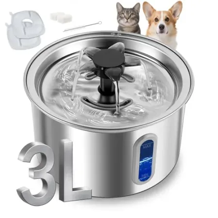 ZOESEEK 3L/101oz Stainless Steel Automatic Cat Water Fountain