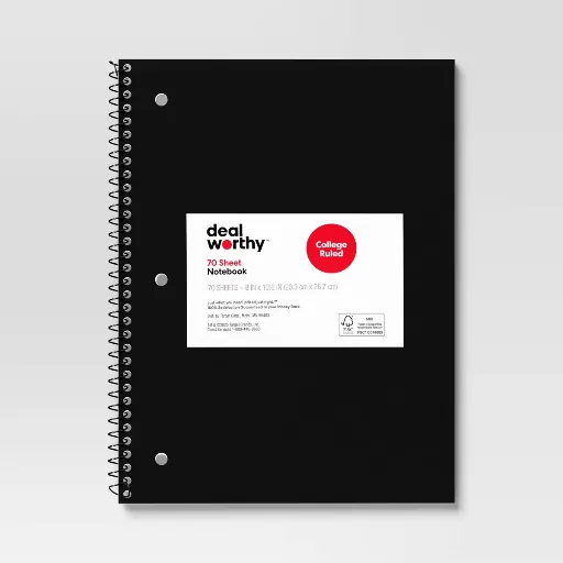 Dealworthy College Ruled Subject Spiral Notebook