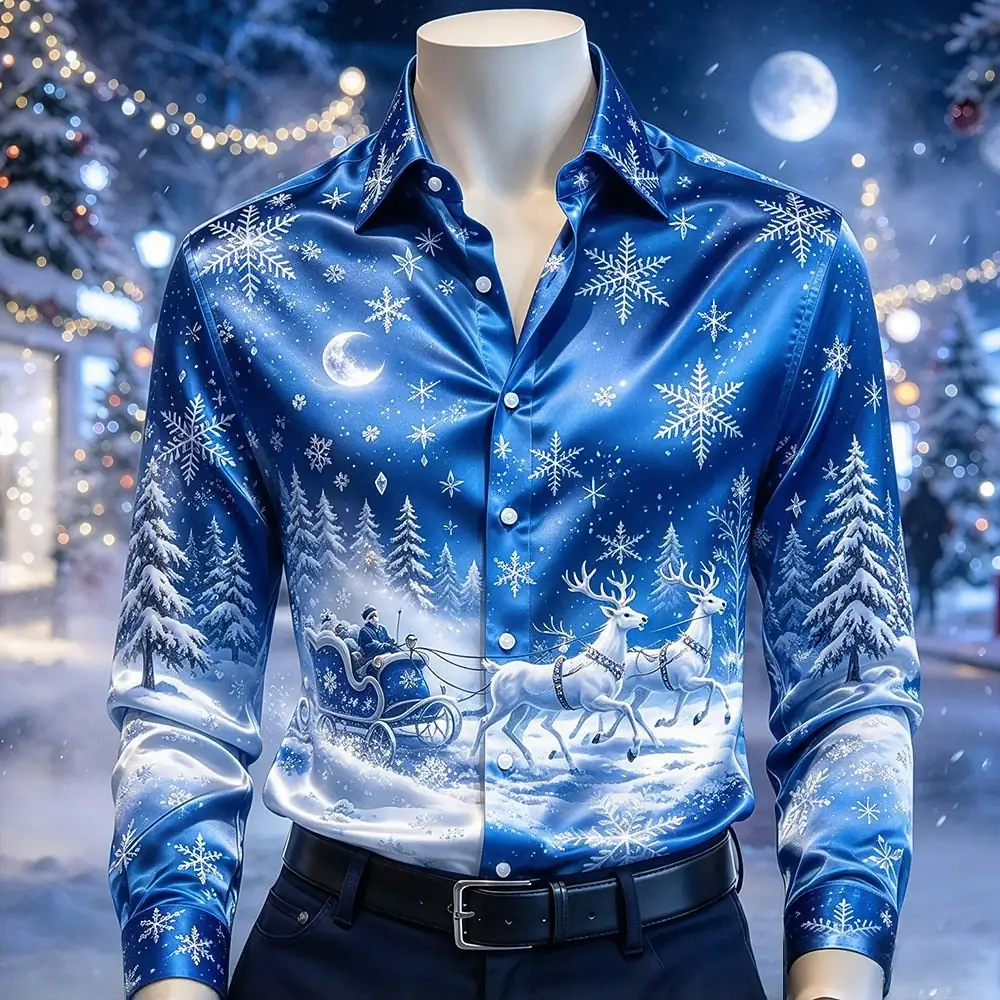 Christmas Snowflake Satin Dress Shirt for 2