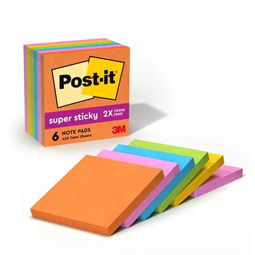 Post-it Super Sticky Notes Neon Fizz 6-Pack