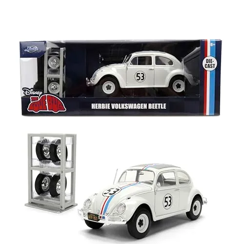 Jada Herbie The Love Bug Volkswagen Beetle Hollywood Rides 1:24 Die-Cast Vehicle with Tire Rack