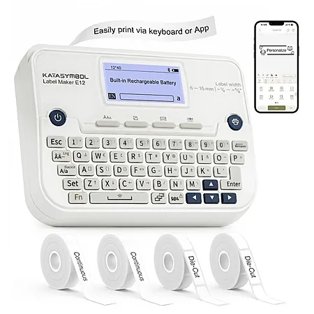 Prime Members: SUPVAN E12 Keyboard & Bluetooth Label Maker Machine w/ 4 Tapes