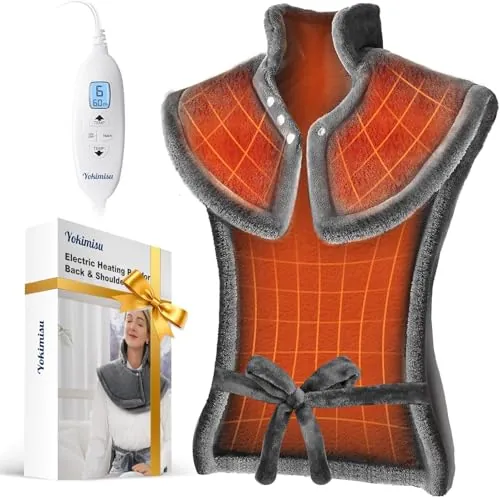Yokimisu Weighted Wearable Electric Heating Pad for Neck, Shoulders & Back, 24" x 33"
