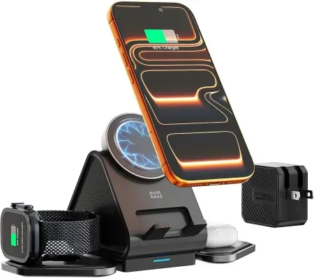 Minthouz 3-in-1 Qi2 15W MagSafe Wireless Charging Station