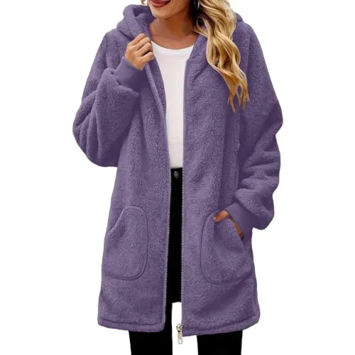Fuzzy Zip up Oversized Sherpa Jackets