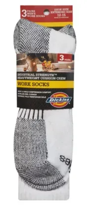 3-Pack Dickies Men's Heavyweight Industrial Strength Crew Socks