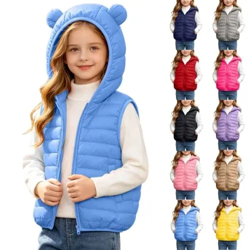 Kids Puffer Vest Hooded Quilted Sleeveless Jacket