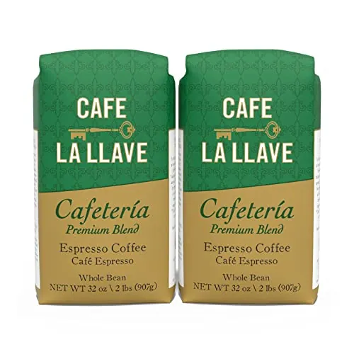Café La Llave Whole Bean Espresso Coffee Dark Roast 32 OZ x 2