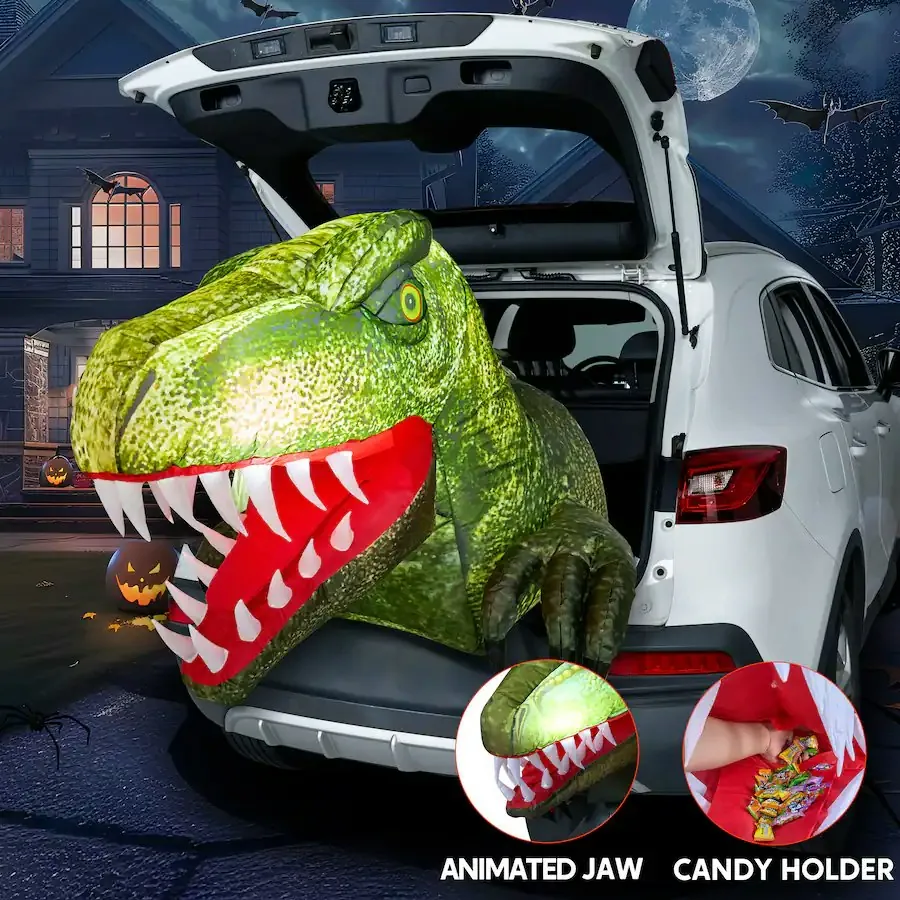 Joyfy Inflatable Animated Dinosaur Trunk or Treat Car Decor w/ Built-in LEDs
