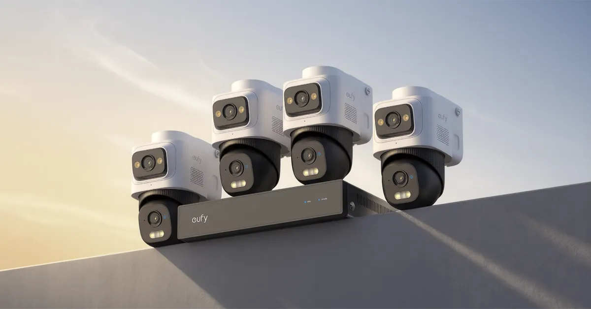 new E50 NVR 4K Dual-Lens Bullet-PTZ 4-Cam Security System with a 2TB hub