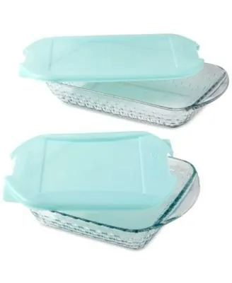 Anchor Hocking Basketweave Embossed 4-Piece Bakeware Bundle