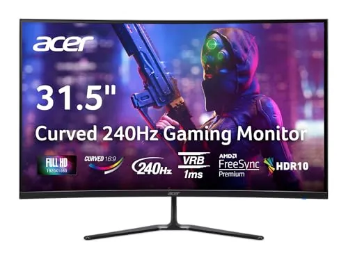 Acer Nitro 31.5in FHD 1920x1080 Curved 240Hz Gaming Monitor ED320Q W0biip