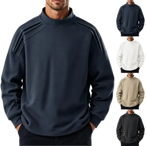 Men's Mock Neck Long Sleeve Pullover