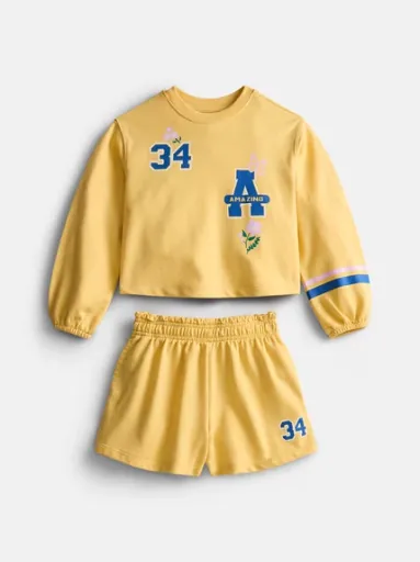 Wonder Nation Little Girls 2-Piece Crewneck Sweatshirt and Shorts Set