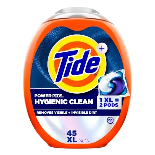 Tide Power PODs Hygienic Clean Heavy Duty Liquid Laundry Detergent Pacs (Original) 45-Count